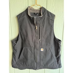 Carhartt Loose Fit Washed Duck Sherpa-Lined Mock-Neck Vest, XL